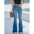 thumbnail image 3 of Jeans Évasés à Pattes d'Éléphant pour Femmes Taille Haute Jambe Grand Coupe Bottillon Jeans Pantalon en Denim Extensible, 3 of 6