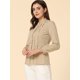thumbnail image 3 of Camisa con botones plisada de algodón Allegra K Caqui L, 3 of 4
