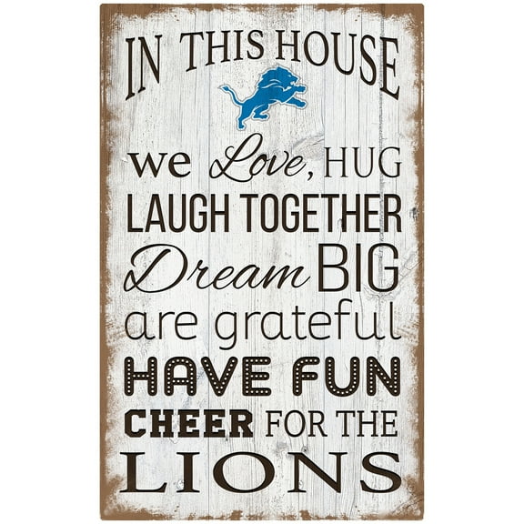 Detroit Lions 11'' x 19'' Team In This House Sign