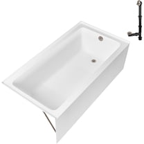 Streamline GA-306-14-BNK 66 in. x 32 in. Acrylic Right-Hand Drain Alcove Bathtub in Glossy White With External Drain in Brushed Nickel