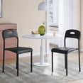 thumbnail image 3 of Dining Chairs Set of 2, Stackable Modern Kitchen Chairs, Plastic Dining Room Chair with Metal Legs, Easy Assembly, Waterproof & Stain-Resistant, Suitable for Indoor and Outdoor, Black, 3 of 7