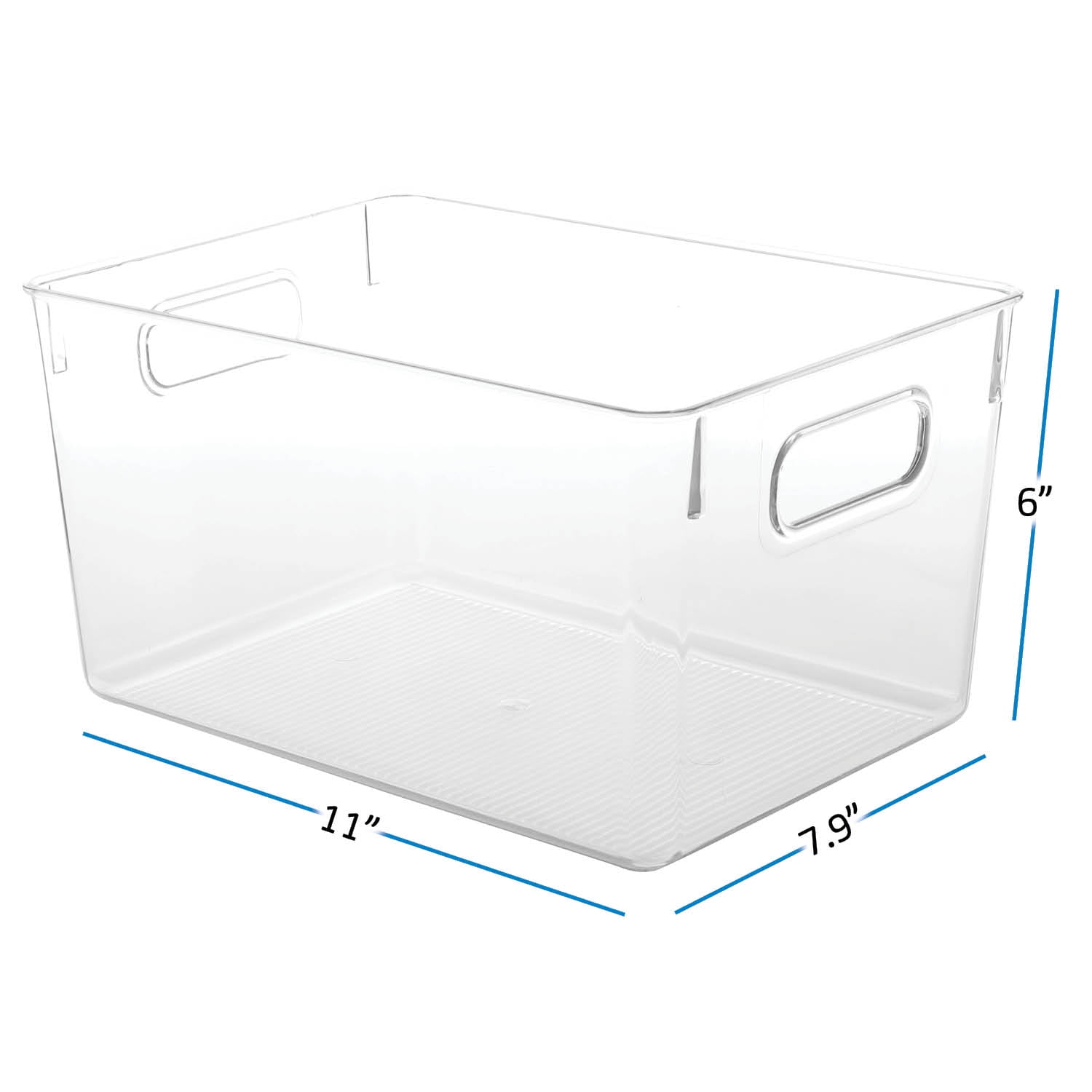 EatEx 1 Pack Clear Plastic Storage Organizer Bin with Handles - Stackable Bin Tray for Home, Classroom, Playroom, Studio - Great Bin for Crafts, Art, Brushes, Paint, Sewing Supplies