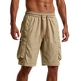 thumbnail image 2 of Beach Shorts for Men Summer Casual Elastic Waist Straight Leg Loose Fit Knee Length Cargo Shorts with Pockets, 2 of 6
