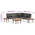 thumbnail image 4 of vidaXL 4 Piece Garden Lounge Set with Cushions Solid Acacia Wood, 4 of 5