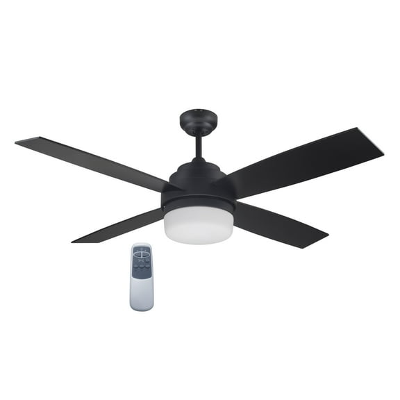 Design House Cali 52" Indoor Ceiling Fan with LED Kit, 4-Blades, and Remote Control, Matte Black