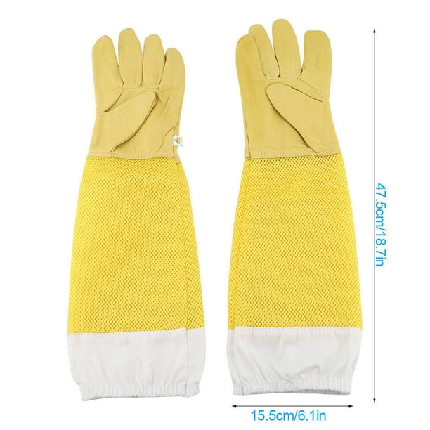 Gants Apiculture Peau De Chèvre Manches Longues XL Blanc - Protection Abeilles Respirante