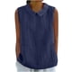 thumbnail image 1 of Vestidos Casuales Para Mujer, Blusas De Mujer De Moda Camisa bonita de lino con cuello de muñeca, suelta, sin mangas, de color liso y verano para mujer, 1 of 5