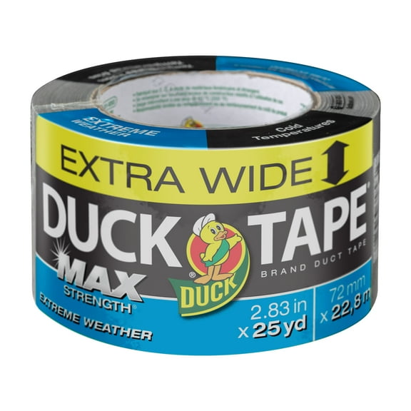 Duck Max Strength Extra Wide Extreme Weather Duct Tape, 2.83 in. x 25 yd., Silver