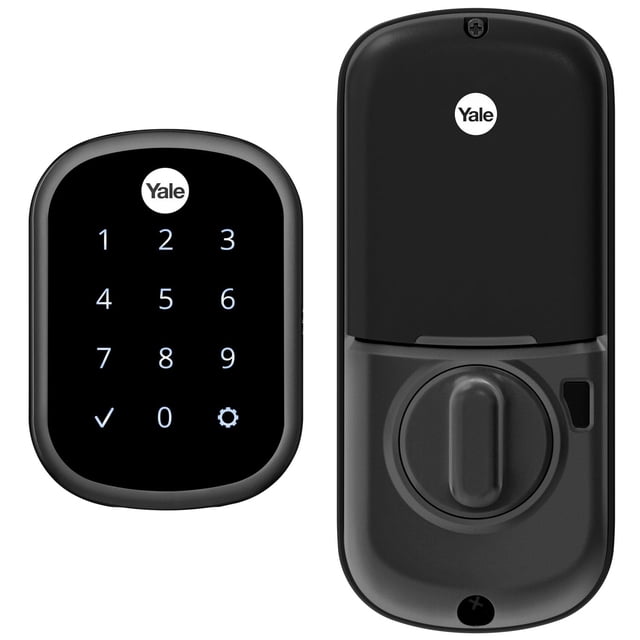 Cerradura de seguridad Yale con cerrojo, cerradura de puerta de entrada no conectada sin llave de níquel satinado con teclado digital y pantalla táctil para entrada de código, YRD256-NR-619