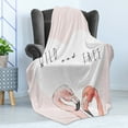 thumbnail image 4 of Wild and Free Soft Flannel Fleece Throw Blanket, Romantic Pink Flamingos with a Heart and a Calligraphy Words, Cozy Plush for Indoor and Outdoor Use, 50" x 60", Pale Pink Coral, by Ambesonne, 4 of 5