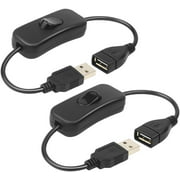 Electop 2 Pack Male to Female USB Cable with On/Off Switch, USB Extension Inline Rocker Switch for Driving Recorder,