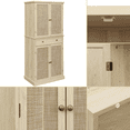 thumbnail image 4 of Gzxs 72" Tall Pantry Cabinet, Freestanding Kitchen Storage Cabinet with 4 Rattan Doors, 1 Large Drawer and Adjustable Inner Shelves, for Living Room, Dining Room, Natural, 4 of 9
