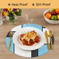 thumbnail image 4 of Modern Geometric Blue Black Round 13 Inch Placemats Set of 8, Abstract Minimalist Color Blocks HeatResistant Non Slip Place Mats for Dining Table, Wipeable Braided Kitchen Table Mats for Housewarming, 4 of 9
