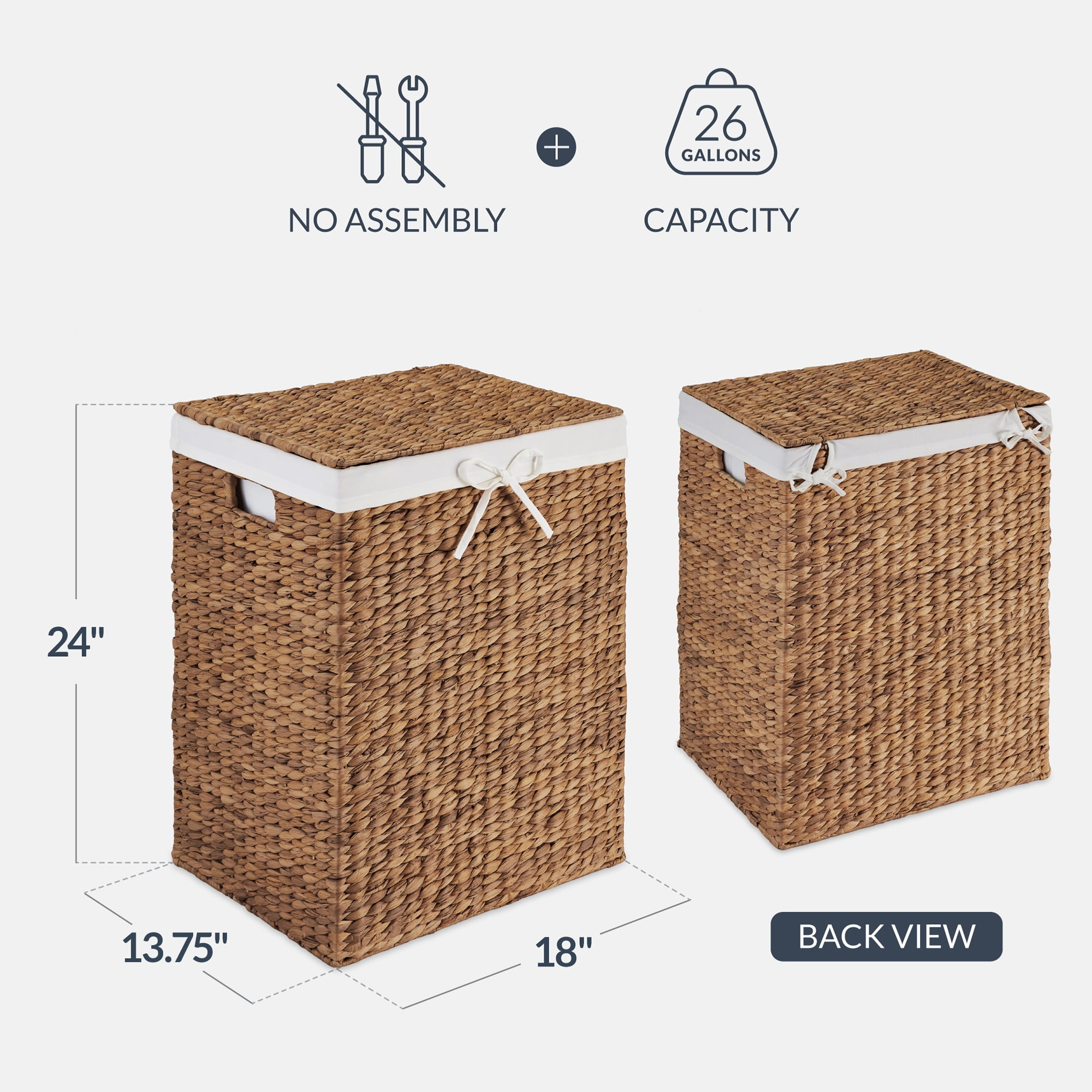 Best Choice Products Large Laundry Hamper w/Lid, Handwoven Laundry Basket, w/ Removable Liner & Handles - Chestnut