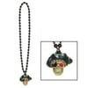 Club Pack of 12 Black and Red Beads with LED Flashing Pirate Skull Medallion Party Necklaces 36"