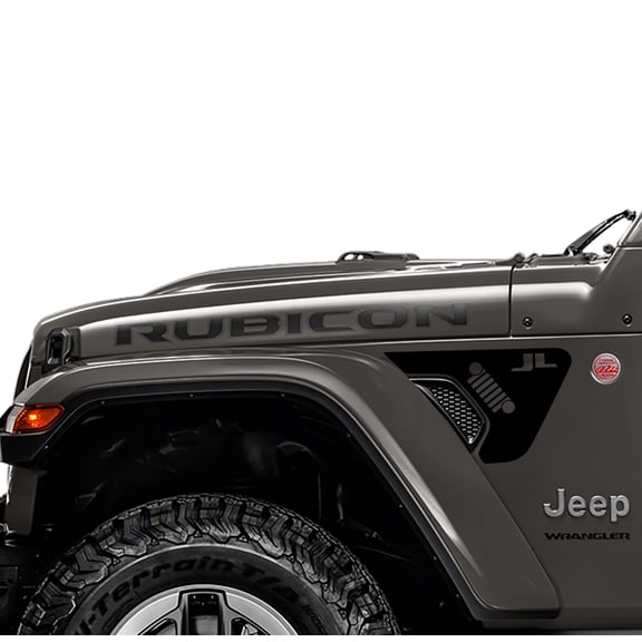 Collectible Decals JL Lettering with Grille Design 2pc Vinyl Decal Graphic Fender Vent Decals for 18  Wrangler JL JLU Gladiator JT