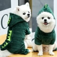 thumbnail image 2 of Soft Plush Dinosaur Style Dog Hoodie Costume Four Legged Cotton Jacket Pet Hooded Sweatshirt Cartoon Costume For Cats Pet Clothing, 2 of 3