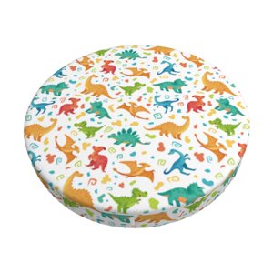 Easygdp Dinosaur Print Easy To Install Bar Stool Covers&Stool Covers Round&Elastic Stool Cover, Barstool Covers,Washable&Bottom With Elastic Edge-14 inch