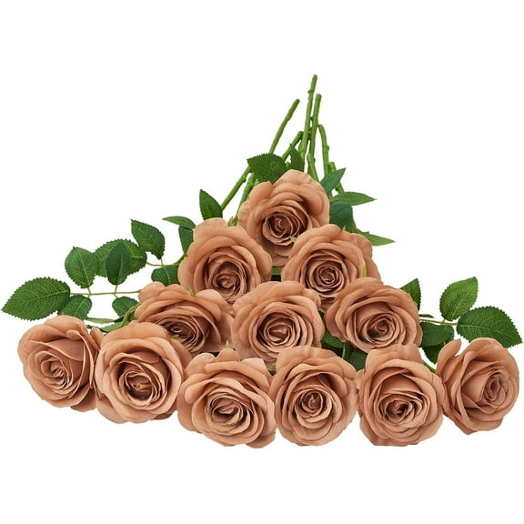 12PC Black Roses Artificial Flowers Fake Roses Silk Realistic Roses Bouquet Flowers with Long Stems for Wedding Home Party Centerpieces Decorations