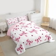 thumbnail image 5 of Homewish Kawaii Bow Ribbon Full Size Comforter Sets, Pink Watercolor Bedding Comforter Set, Teens Kids Girls Women Reversible Bedding Sets, Lightweight Room Decor, 3 Pieces, 5 of 8