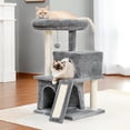 thumbnail image 3 of Cat Tree Luxury Cat Towers with Double Condos Spacious Perch Cat Hammock Fully Wrapped Scratching Sisal Post and Dangling Balls ShopWise Round, 3 of 11