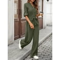 thumbnail image 6 of Womens Jumpsuits Long Sleeve V Neck Dressy Casual Wide Leg Pants Romper 2025 Autumn Outfits  Green L, 6 of 9
