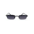 thumbnail image 2 of Mens Half Metal Rim Dad Shade Small Rectangle Sunglasses Black Smoke, 2 of 4