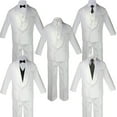 thumbnail image 1 of 5-7pc Boys White Satin Shawl Lapel Suits Tuxedo BLACK Satin Bow Necktie Vest Set, 1 of 1