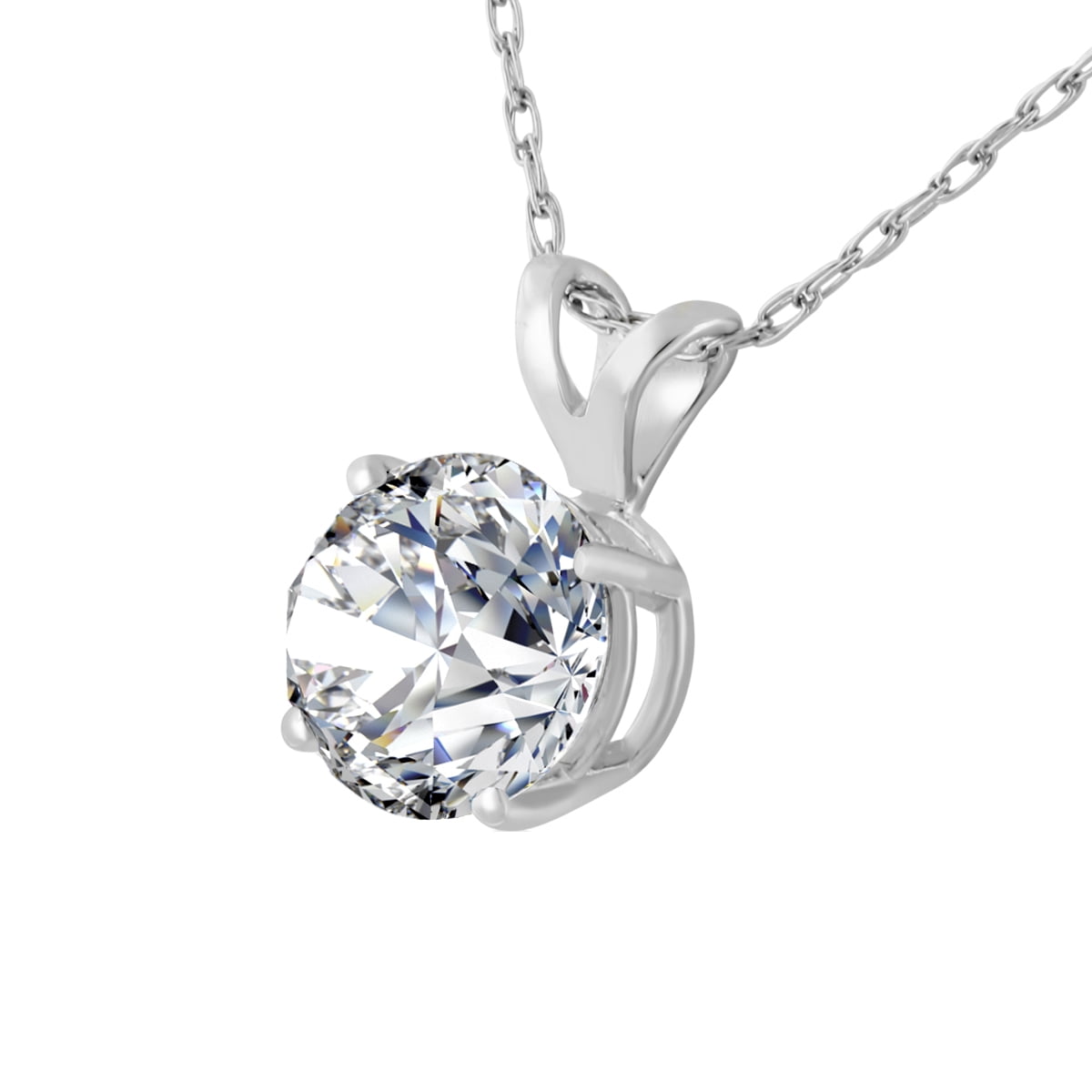 SuperJeweler 1 Carat Lab Grown Diamond Pendant Necklace in 14K White Gold for Women