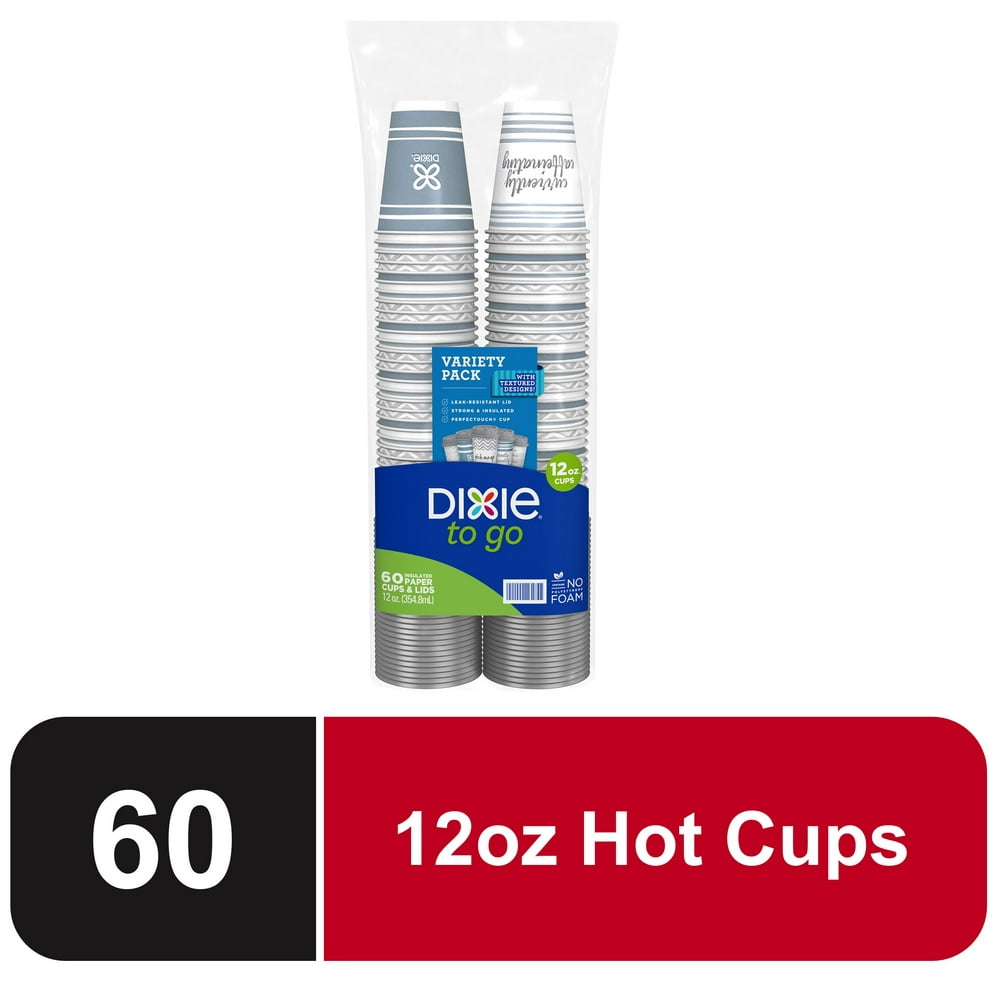 Dixie To Go Paper Cups, 12 oz, 60 Ct