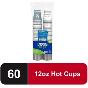 Dixie To Go Disposable Paper Cups, 12 oz, 60 count
