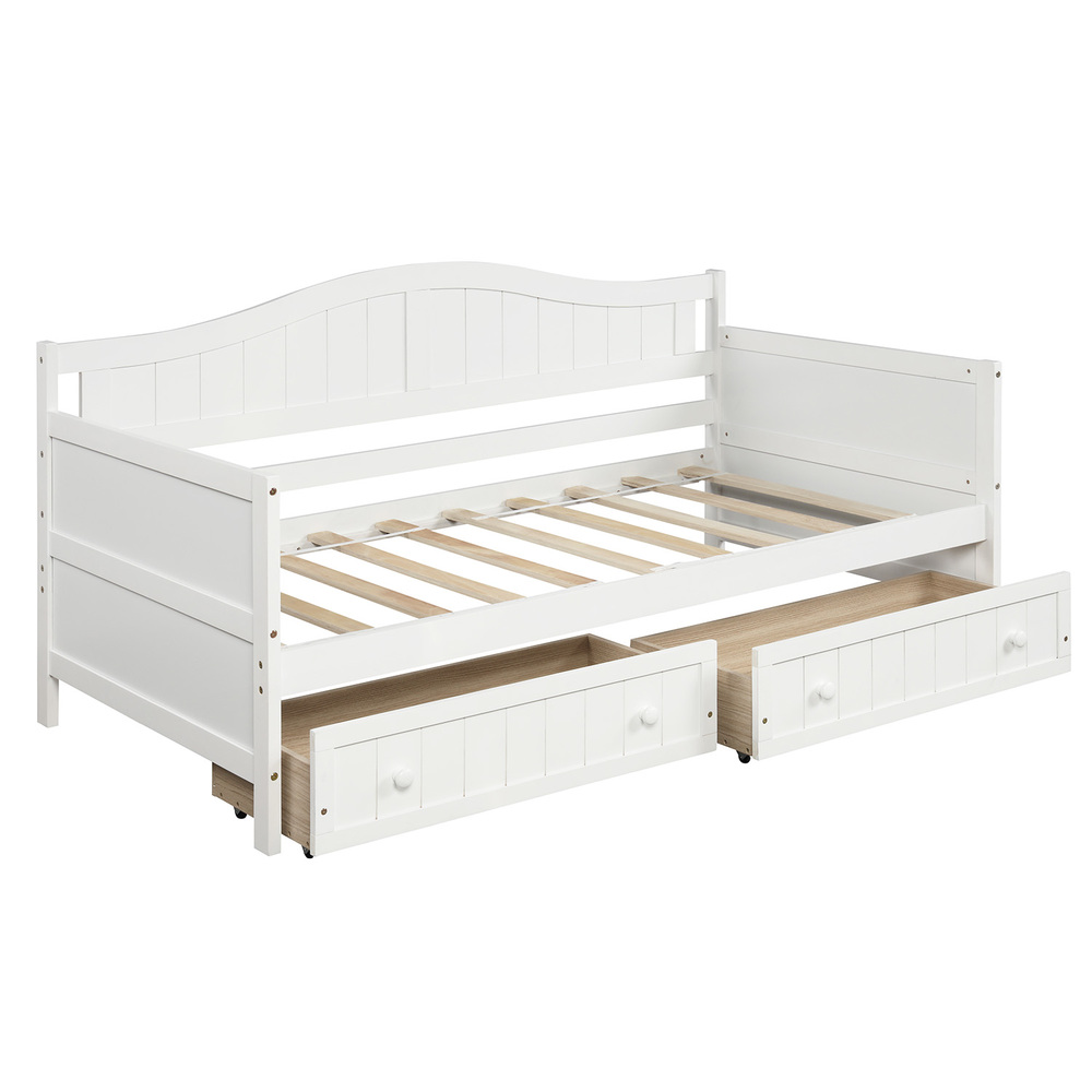 Hassch Twin Wooden Daybed With 2 Drawers,&nbsp;Sofa Bed For Bedroom Living Room,No Box Spring Needed,White - image 2 of 10