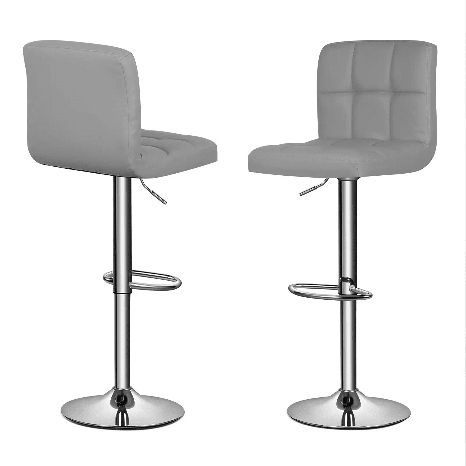 Magshion Set of 2 Square Faux Leather Adjustable Swivel Bar Stools with Back, Kitchen Counter