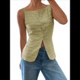 thumbnail image 2 of Camiseta de Tirantes para Mujer, , con Botones, Asimétrica, Estilo Y2K, para Salir. Verde L, 2 of 10