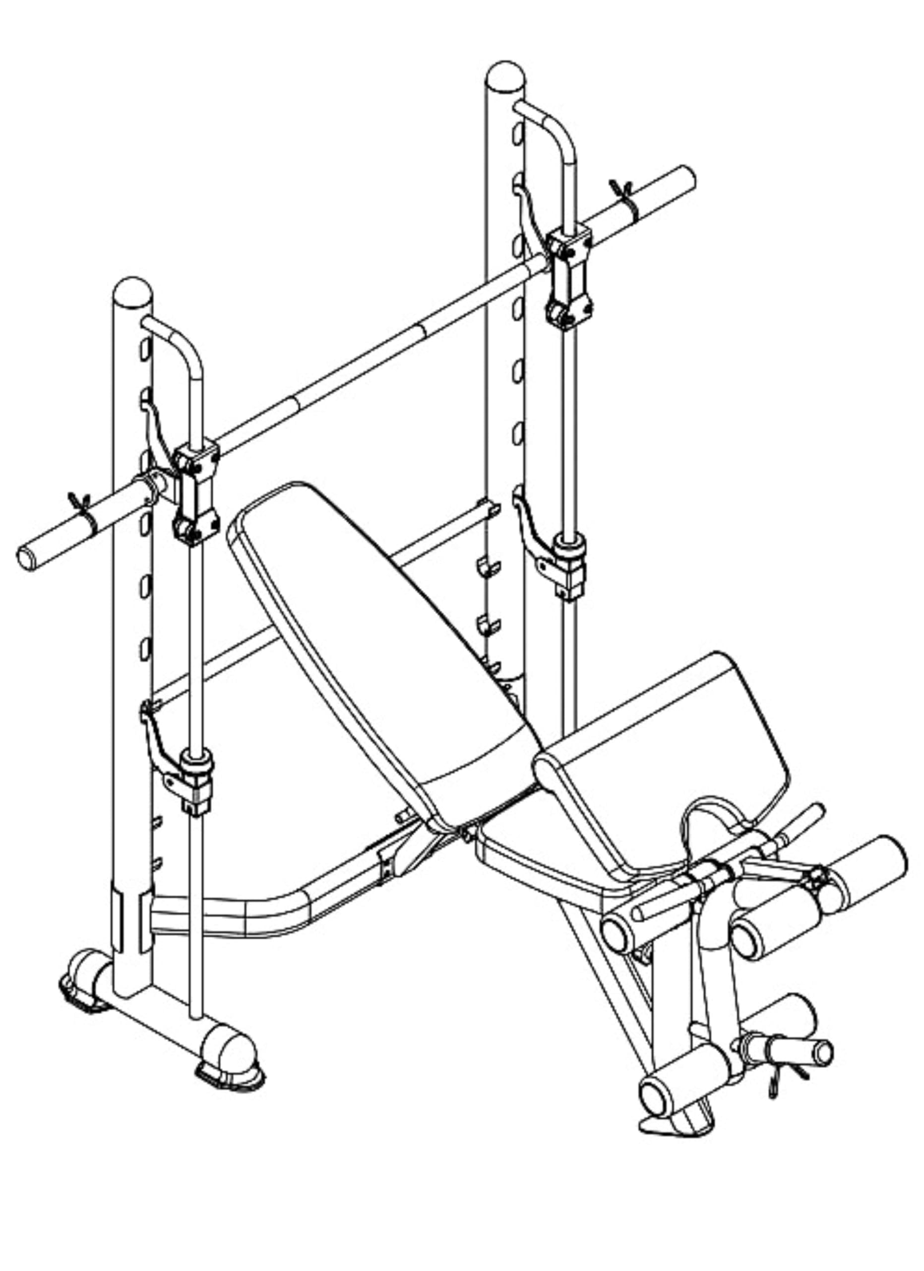 MiM USA Olympic Weight Bench w/Leg Extension Preacher curl Functions, Squat Rack Set