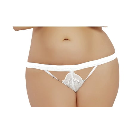 

Lacy Line Plus Size Sexy Lace Front Cutout Thong With Sexy Strappy Back