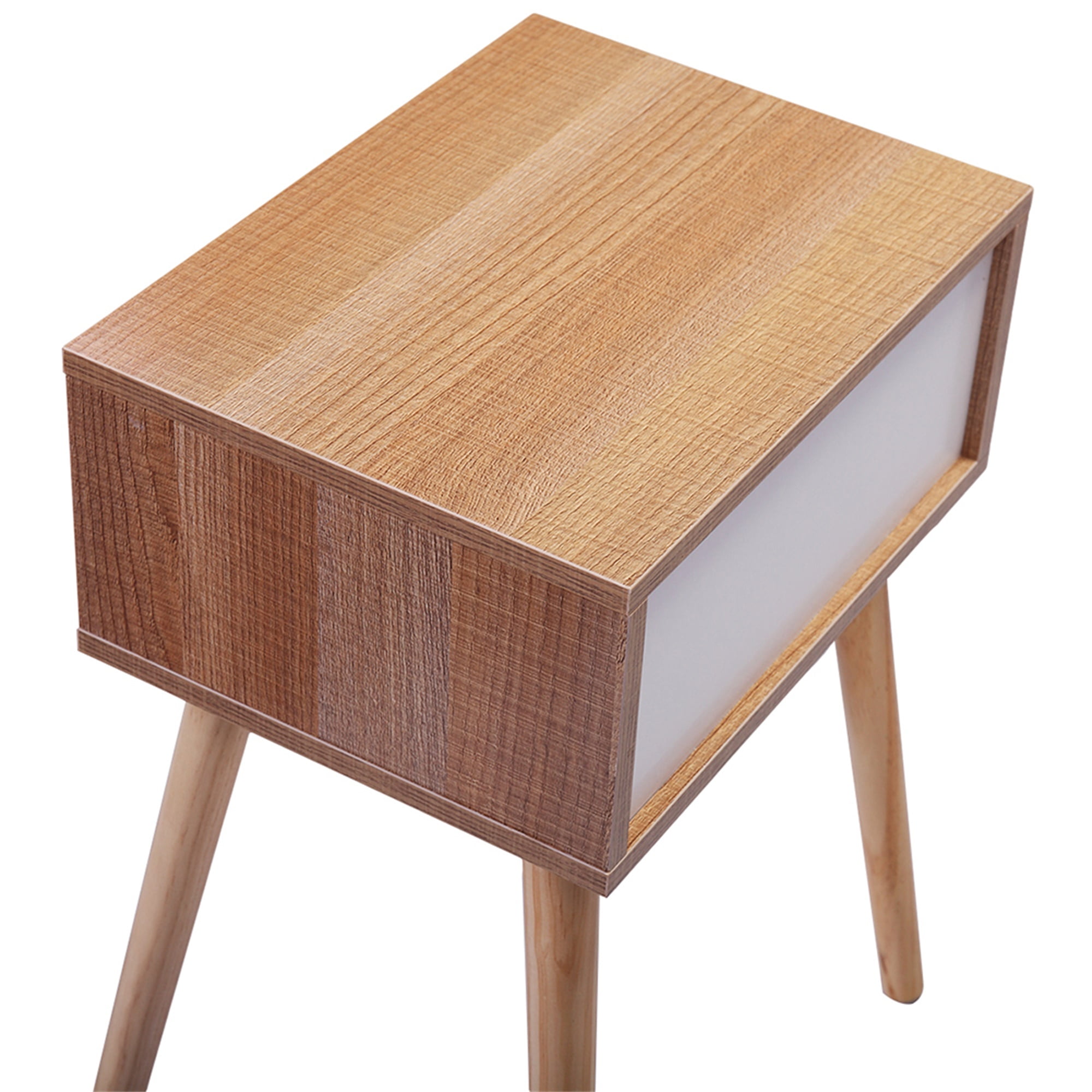 Kepooman 23" Nightstand, End Table with Drawer and Solid Pine Legs, Nightstand Side Table for Bedroom, Light Brown