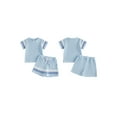 thumbnail image 2 of Loicainy Baby Toddler Boy Summer Outfits 6 12 18 24 Months 2T 3T 4T Short Sleeve Contrast Color T-Shirt + Shorts Set Clothes, 2 of 9