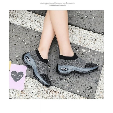 

JointlyCreating Women s Winter Plus Size Shoes Air Cushion Flykniting Sneakers