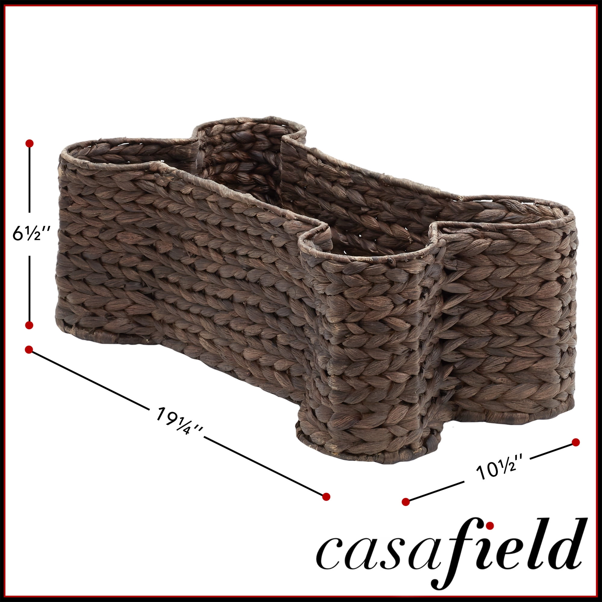 Casafield Dog Bone Shaped Storage Basket - Espresso, Large Water Hyacinth Pet Toy Bin Organizer