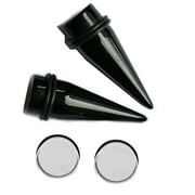 1 inch 25mm Pair Black Tapers Clear Plugs gauges ear stretching kit gauging