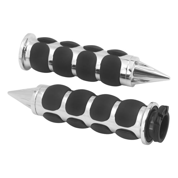 1" Chrome Spike Handle Bar Hand Grips For Harley Sportster Dyna Softail Toruing