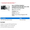 thumbnail image 2 of Rear Left Window Regulator - Compatible with 2007 GMC Sierra 1500 HD Classic Crew Cab Pickup, 2 of 2