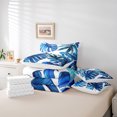 thumbnail image 6 of Castle Fairy Blue Leaves 7 Pieces Bedding Comforter Set,Tropical Plants Full Bedding Set Lightweight,Botanical Theme Fitted Sheet Flat Sheet,Breathable Abstract Home Decor,Reversible, 6 of 8