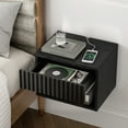 thumbnail image 5 of Joyyskill Floating Nightstand with Drawer Set of 2, Small Wall Mounted Bedside End Table, Modern Fluted Night Stand, Black, 5 of 7
