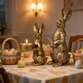 thumbnail image 5 of Easter Gifts for Kids Golden Easter Bunny Figurines Set of 2 Vintage Table Decor Centerpiece for Home Weddings and Holiday Display, 5 of 9