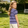 thumbnail image 6 of Zpanxa Girls' Basic Short Puff Sleeve Round Neck T-Shirt Summer Casual Graphic T-Shirt Purple B 4 Years, 6 of 8