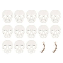 YEAHIBABY 20Pcs Wood Pendant White Skull Decor with Hemp Rope for Party