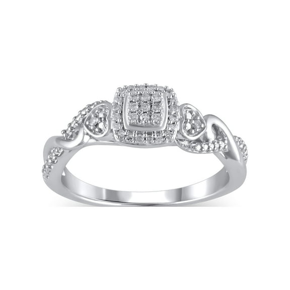 1/10 Carat T.W. (I3 clarity, I-J color) Hold My Hand Diamond Promise Ring in Sterling Silver, Size 7
