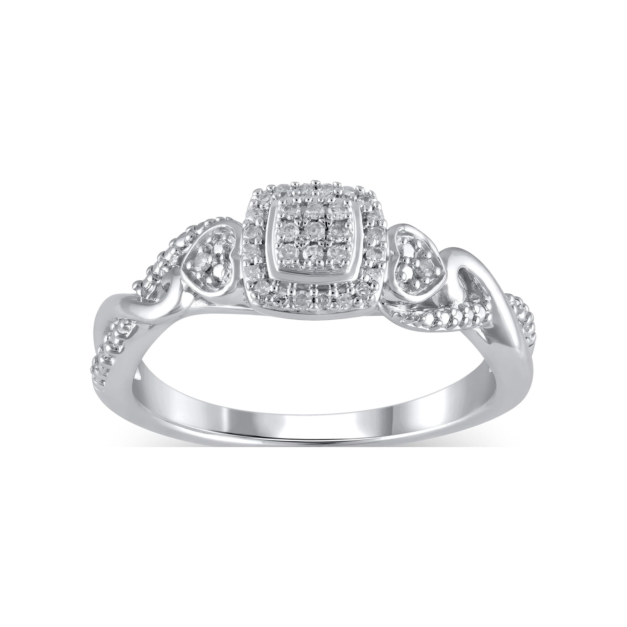 1/10 Carat T.W. (I3 clarity, I-J color) Hold My Hand Diamond Promise Ring in Sterling Silver, Size 7